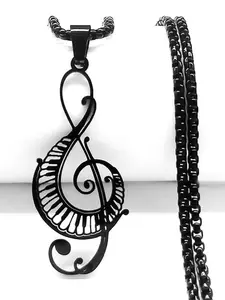 2024 Musical Note Hollow Pendant Necklace Women Piano Keys Stainless Steel Goth Necklace Music Symbol Gift Fashionable Jewelry Accessories
