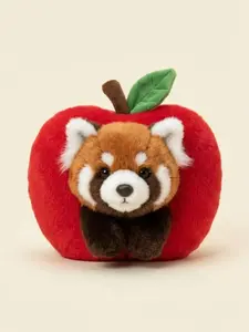 Red Panda Bag Charm with Apple – Soft, Fluffy, and Full of Meaningful Vibes