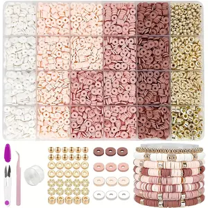 3450pcs Soft Clay DIY Jewelry Making Kit, Threaded Beads, Bracelets & Necklaces, Keychains, Craft Accessories, Fashion Gift, Casual Style