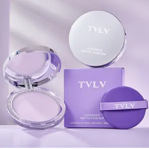 Lavender Invisible Magic Half-Transparent Translucent Setting Powder Compact, Long-Lasting Natural Finish, Lightweight Formula, Includes Sponge Applicator