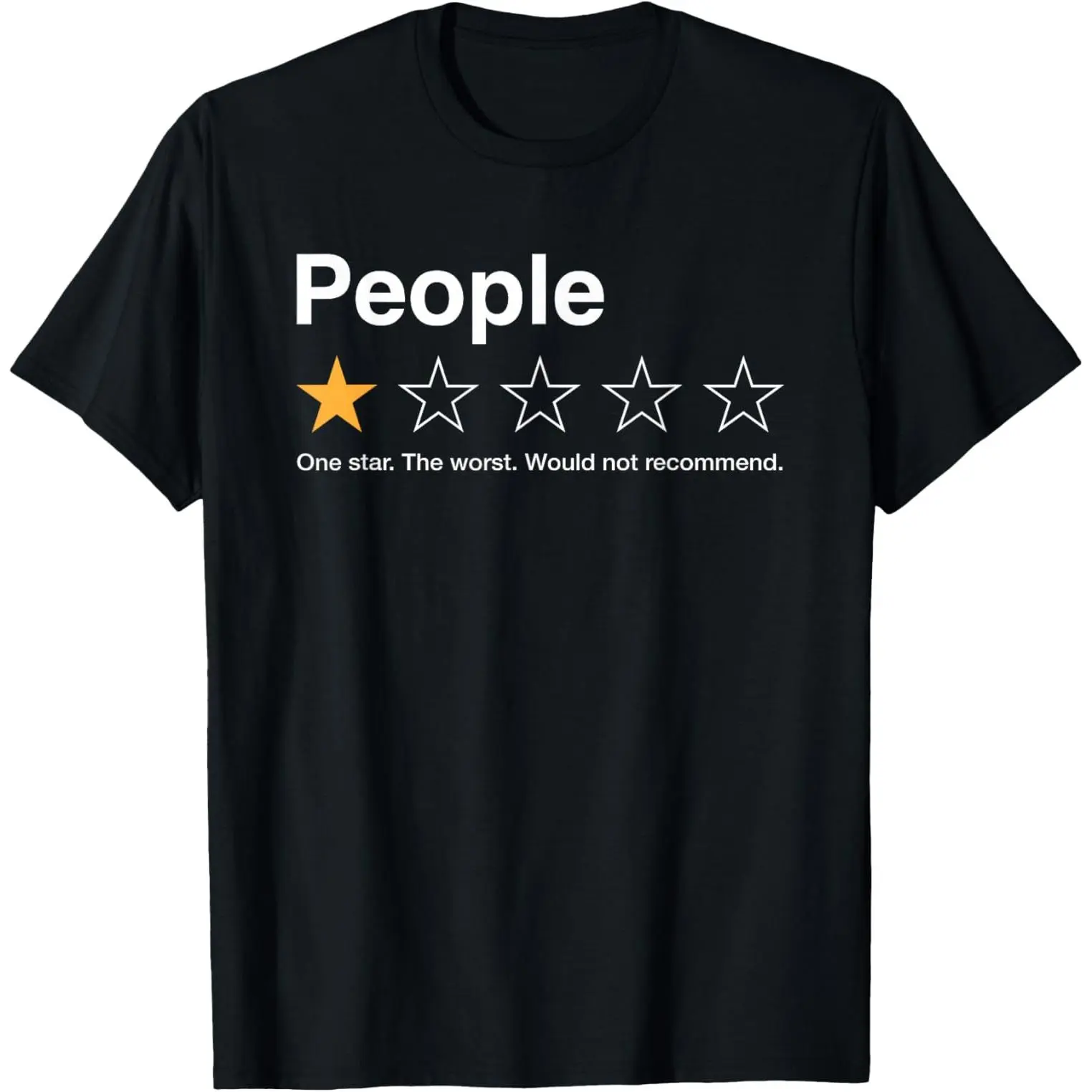 Men's Unisex Cotton Tee Tops - 1 Star Rating "Would Not Recommend" Introvert Design, Everyday Fit T-Shirt