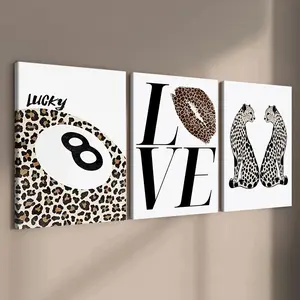 3 Count wooden frame canvas, Canvas Prints, Leopard Print poster, Home Decoration (Room, Bedroom, Living Room, Corridor), HD, waterproof, Modern Art Design