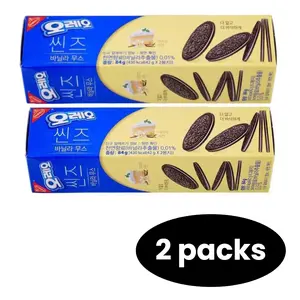 【2 Packs 】Oreo Thin Cookies Snack Vanilla Mousse Flavor,Sandwich Crackers - 84g Each | Authentic Korean Snack