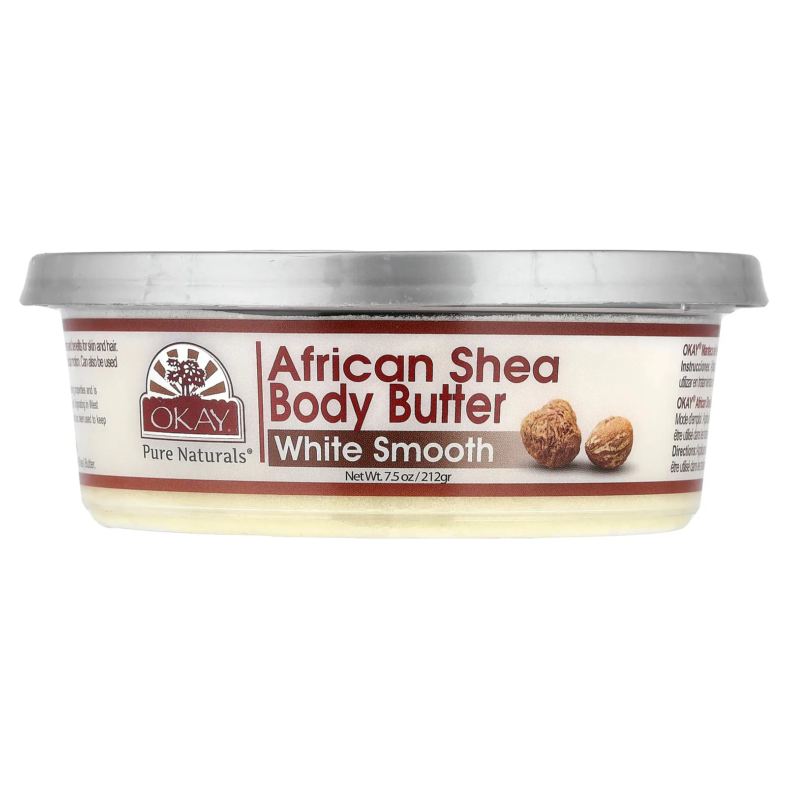 Okay Pure Naturals African Shea Butter For Skin & Hair, White Smooth, 7.5 oz (212 g)
