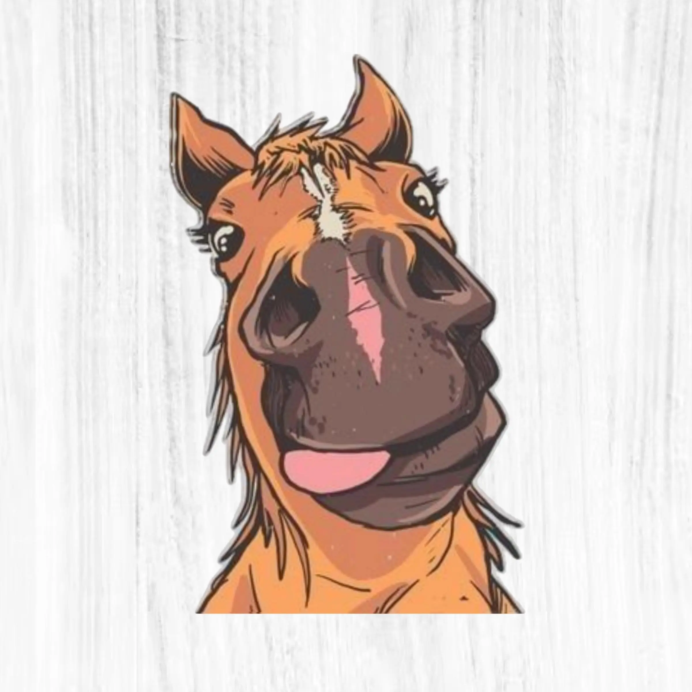 Goofy Horse Face Sticker, Funny Farm Animal Decal, Meme Style Laptop Car Decor
