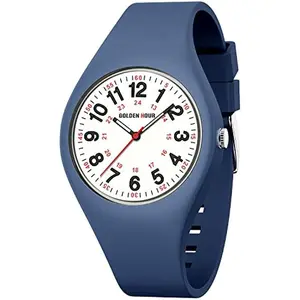 Waterproof Sports Analog Unisex Watches for Nurse Medical Professionals, Students - Military Time Glowing Easy to Read Dial, Jelly Silicone Strap