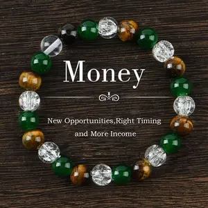 DearYou Studio B Money Attraction Bracelet – Green Aventurine & Tiger Eye, Wealth, Money, jewelry protection bracelet encouragement gift fashion artificial bracelet of the day Colorblock Beaded Crystal Bracelet handmade