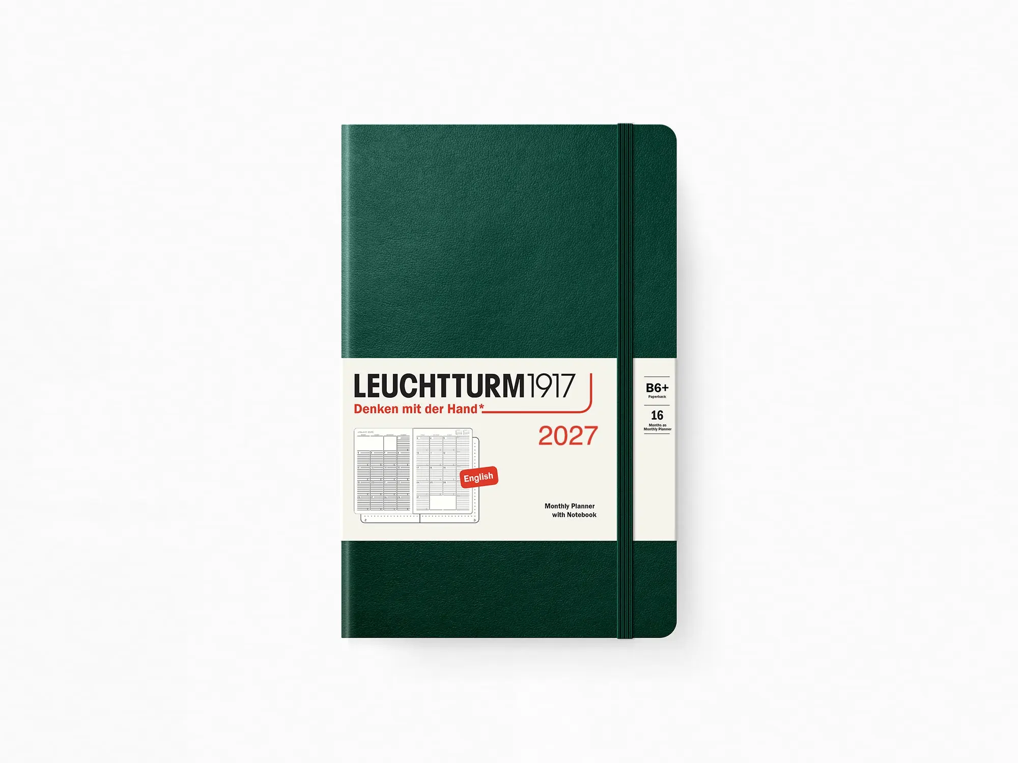 2027 Leuchtturm 1917 Monthly Planner with Notebook - FOREST GREEN