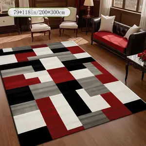 Geometric Pattern Carpet, Easy Maintenance & Cleaning, Suitable for Living Room, Bedroom, Hallway, Balcony, Office