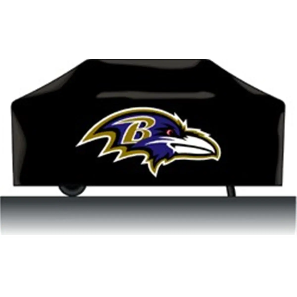 Baltimore Ravens BBQ Grill Cover - Deluxe Vinyl-Flannel Synthetic Material, Large Team Logo, Hook & Loop Cloth Tie, 21in Deep, 35in High, Windproof, Waterproof, Dustproof Grill Protector