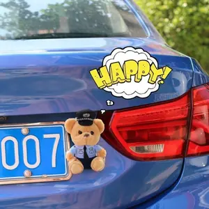 Cute Police Bear Car Rear Hanging Ornament, Cartoon Plush Toy for Trunk Decor, Outdoor Vehicle Decoration, Policeman Figure