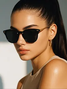 Women's Vintage Simple Square Frame Sunglasses, Trendy Casual Sunglasses for Everyday Use, Fashion Accessories for Outdoor Activities