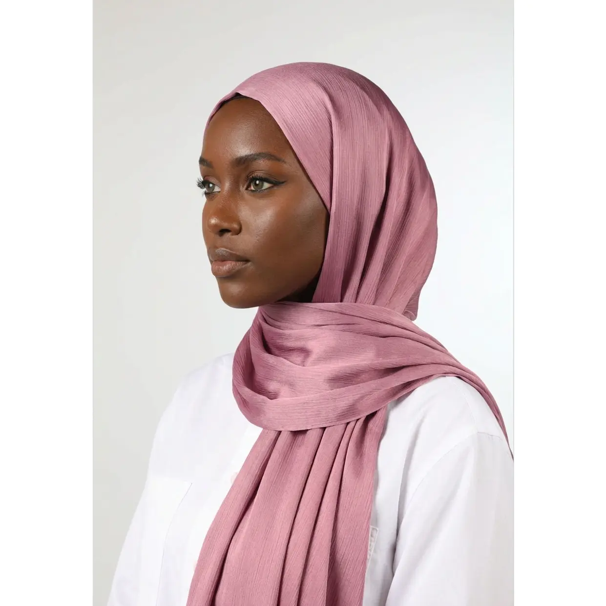 Dusty Mauve Silk Crepe Crinkle Hijab