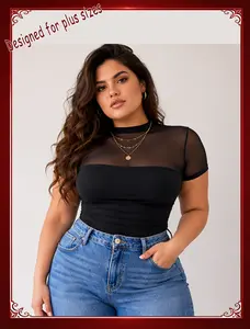 Women's Short Sleeve Bodysuit Turtle Neck Body Suits Mesh One Piece Leotard Going Out Tops Date Outfits