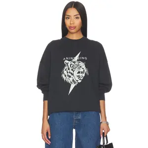 ANINE BING Miles Tiger Sweatshirt in Washed Black