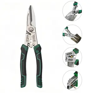 5 in 1 Stainless Steel Tin Snips for Cutting Tool for Light Steel Keel, Sheet Metal, Cable Scissors, Cutting and Pulling Wires, with Specialized Wire Stripper and Crimper, Industrial Grade Heavy Duty Stainless Steel Tin Snips.