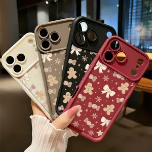 Christmas Gingerbread Man Bow Pattern Phone case shockproof and drop-proof thickened TPU  For iPhone 17 AIR 16 PRO 15 PRO MAX 14 PLUS 13 PRO 12 PRO 11 PRO MAX Phone Case Cute Gift Black Smartphone Cellphone