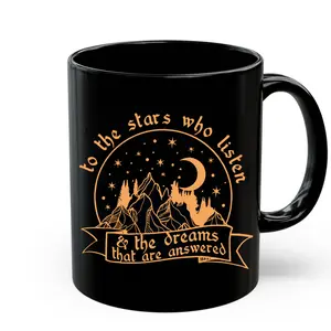 Four Wings Fan Mug, To The Stars And The Dreams, Fantasy n Romantic Novels Lover Gift, Double Side Printed Reading Bookish Mug