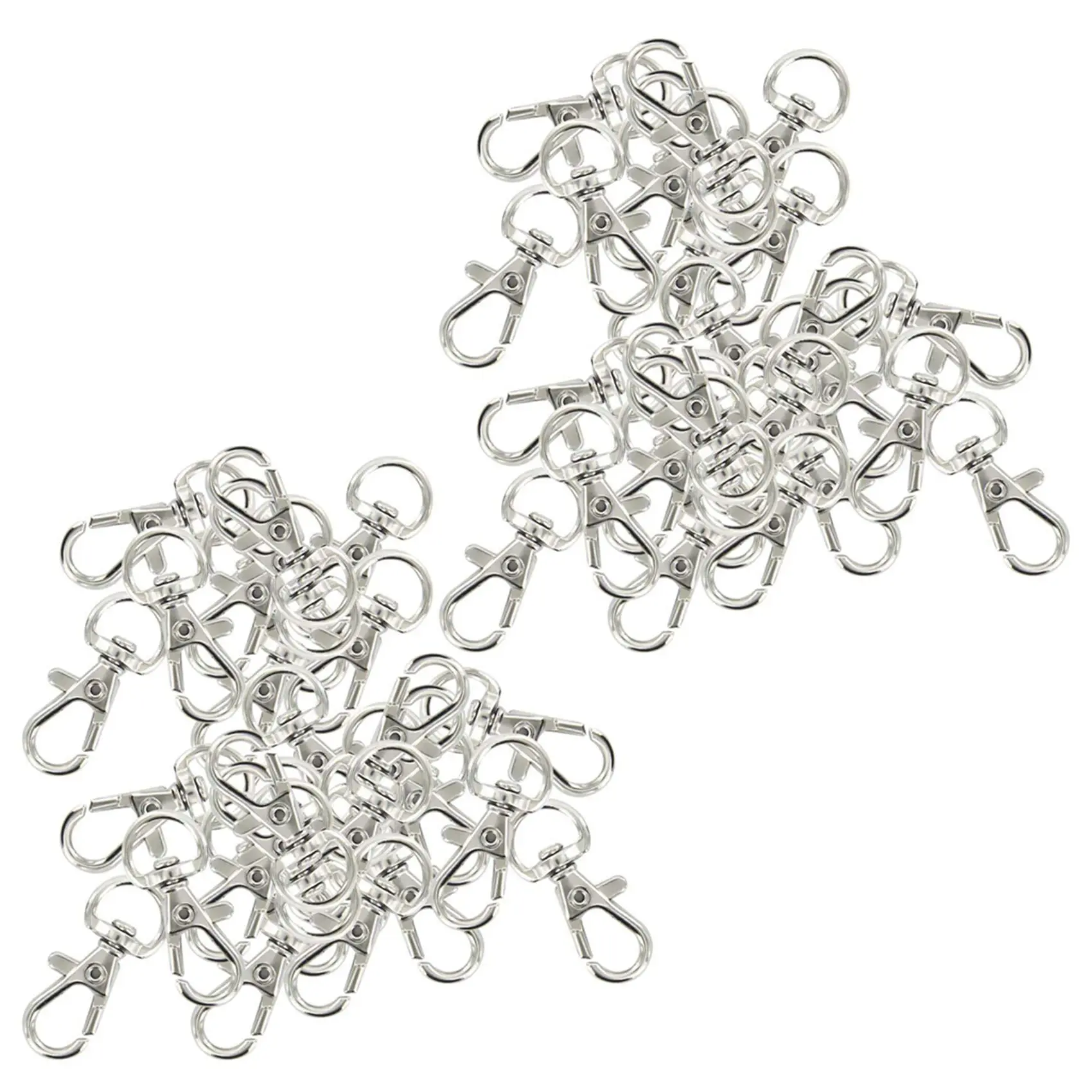 60-Piece Silver Iron 30mm Rotatable Swivel Clip Carabiner Keychains, Household Appliance Parts Accessories Multipack for DIY Crafts