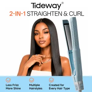Tideway Ionic 360° Cool-Air Styler - 2-in-1 Hair Straightener & Curler with Cooling Vents, 5 Temp Settings, Extra-Wide Plate for straightening my hair, Smooth Waves & Curls SummerWins #SummerWins #DealsForYouDays