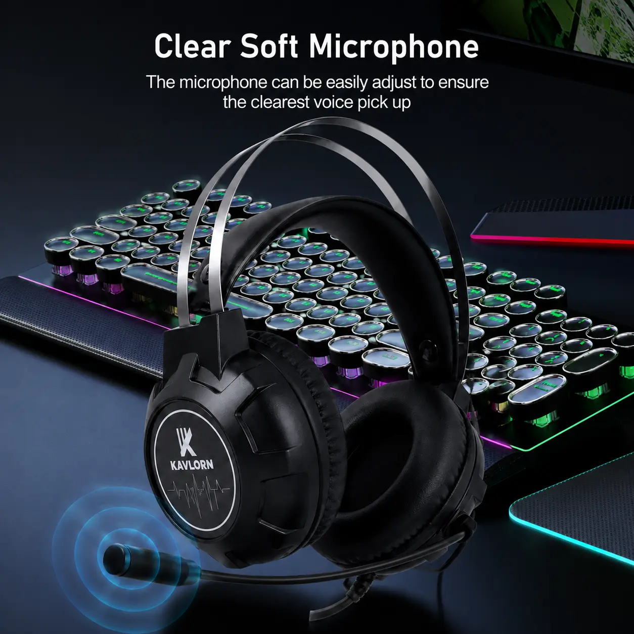Wired Pro Gaming Headset with Foldable Design and Mic, Gaming PC Accessories, Adjustable Headstrap Audio Headphone for PC, Laptop Use