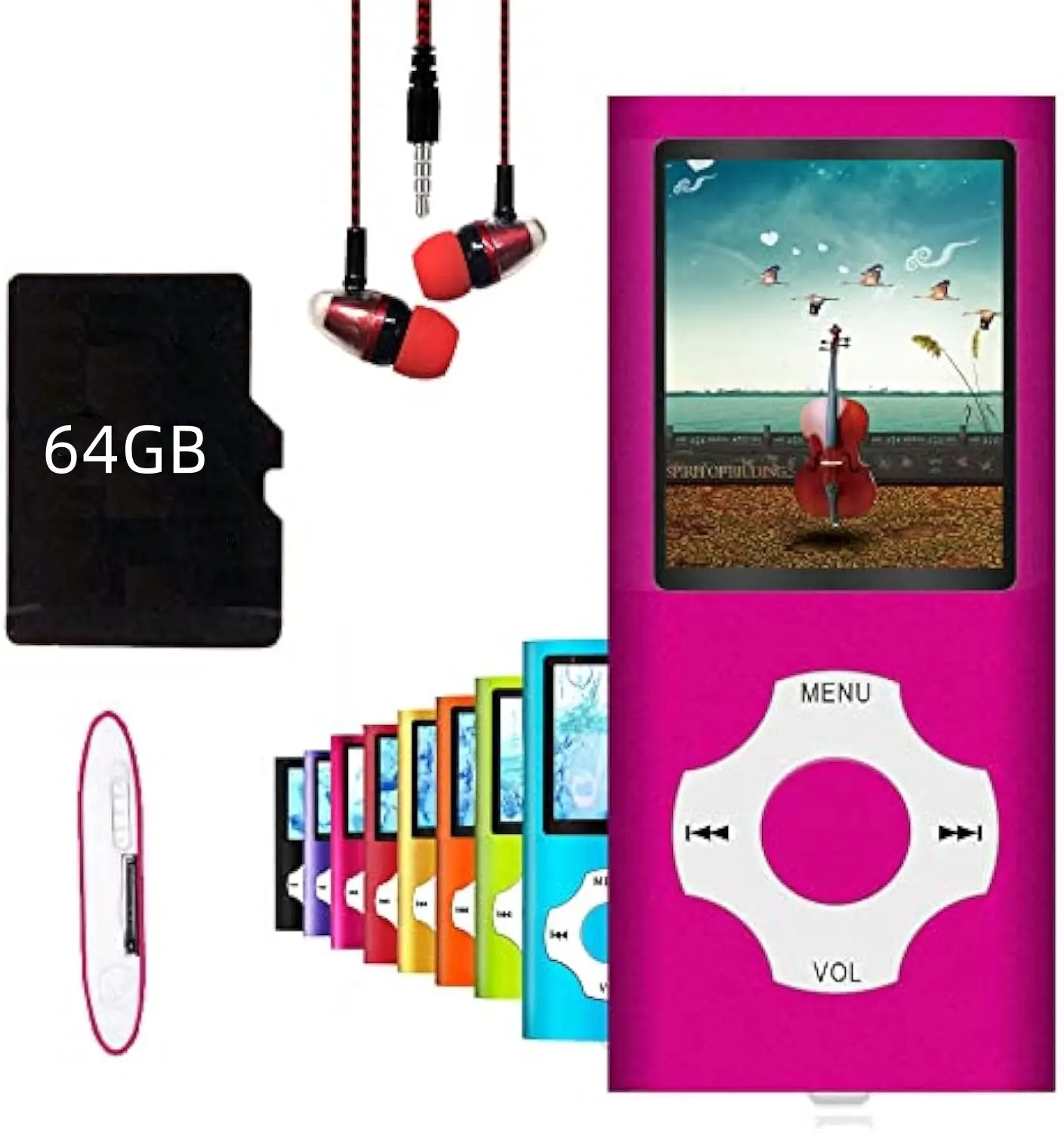 64GB MP3 player bluetooth 5.3 touch screen music player portable mp3 player with speaker high fidelity lossless sound quality mp3 FM radio recording e-book MP3 player support Audio Mp4 Headphone Digital
