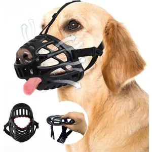 Dog muzzle for large medium and small dogs non-slip breathable soft adjustable basket design allows drinking and panting prevents biting chewing and licking