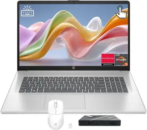 HP 17.3" Touchscreen Business Laptop, AMD Ryzen 5 7430U (6-Core),Large Anti-Glare Display, Backlit Keyboard, WiFi 6, Office 365 Web Version,Windows 11 Pro, Ideal for Office & Students, w/Accessories