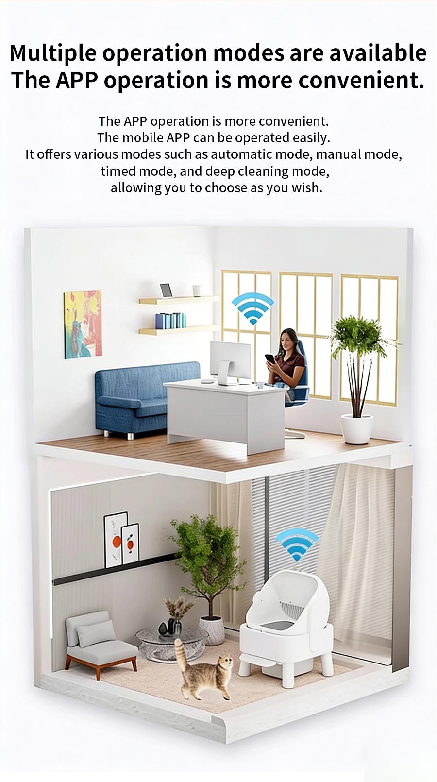 Self-Cleaning Litter Box for Multi-Cat Homes Open-Top Auto Cleaner with APP Control Safety Sensors Odor Lock & Large 10.5L Waste Bin(Only Support 2.4G Wifi)