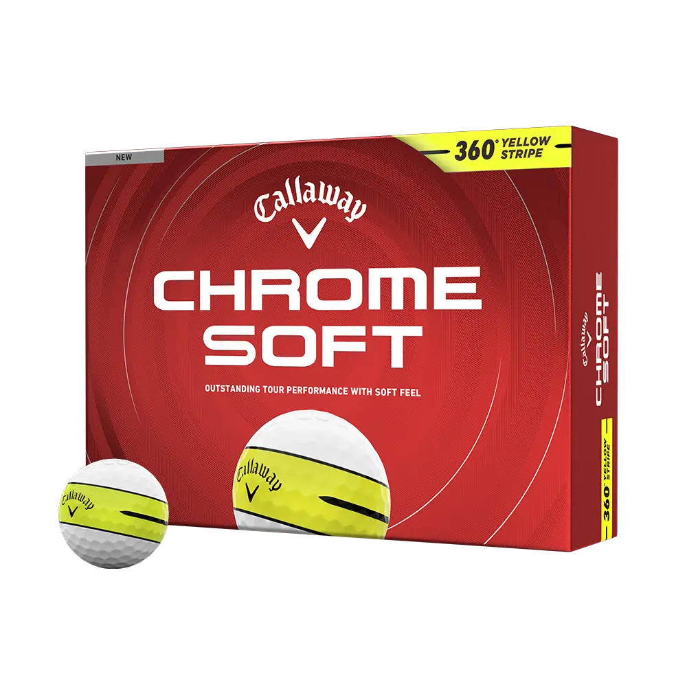 Callaway Golf Chrome Soft 360 Yellow Stripe Golf Balls in White
