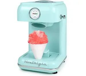 Snow Cone Shaved Ice Machine Retro Table Top Slushie Maker with Reusable Cup Aqua Blue