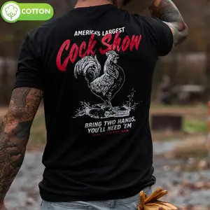 Men's T-Shirt High-Quality Soft Fabric Cotton Tee Streetwear Black tshirt America's Largest "Chicken" Show Print Graphic Shirt Relaxed Fit Unisex Short Sleeve Fashion Casual Menswear Athletic Outfits Classic Top Gift for Boyfriend