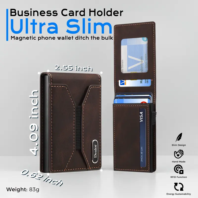 Denior MagSafe Magnetic Wallet: A Card Case for Credit Cards, ID Cards and RFID-Protected Cards. It can hold 6-10 cards, is easy to carry, and this large-capacity card case is compatible with iPhone 17/16/15/14/13/12 series.