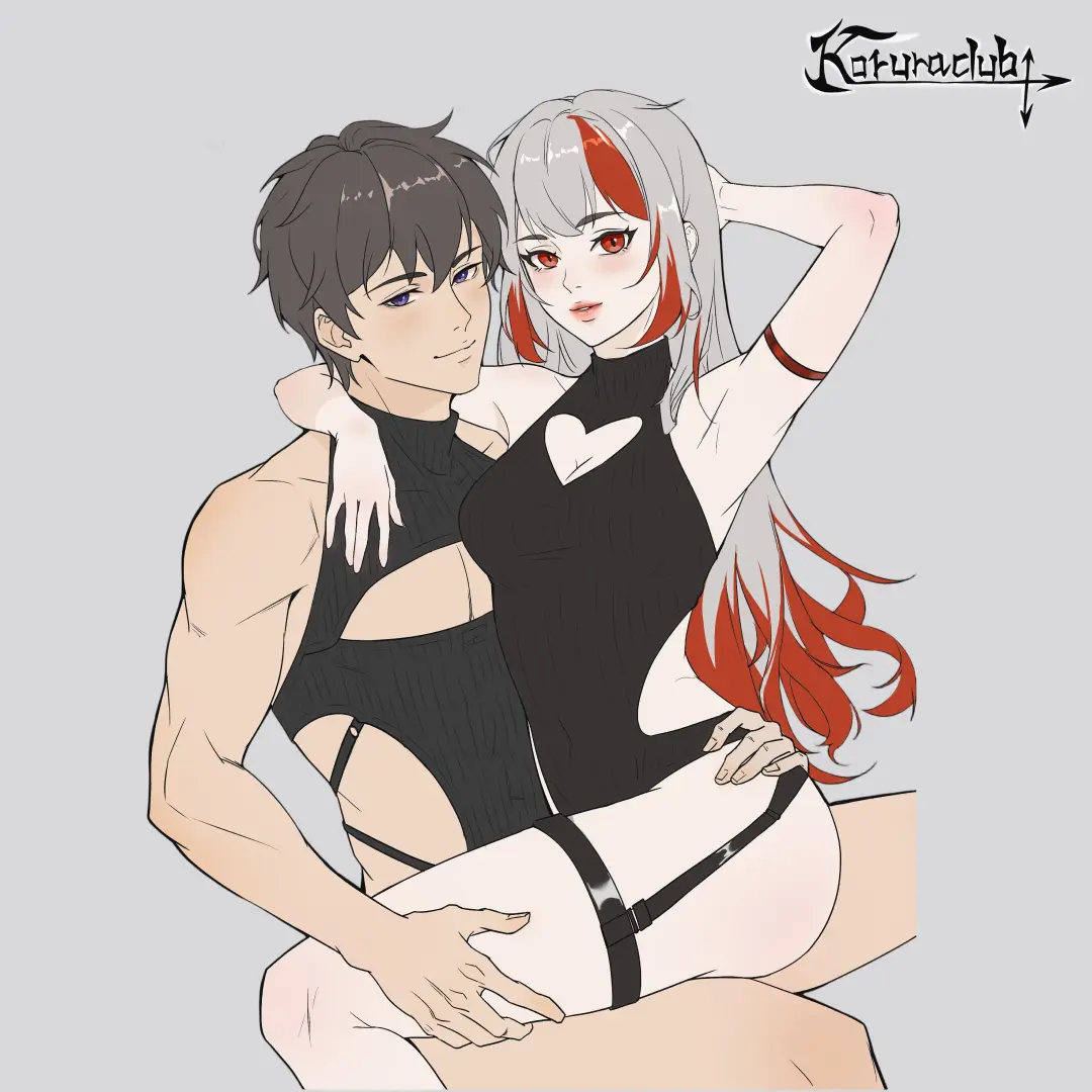 KORURACLUB His & Hers Matching Bodysuit Set, Couple Black Cutout Jumpsuit, Unisex Sexy Outfit for Men & Women