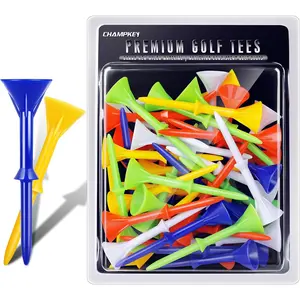 CHAMPKEY 3-1/4" Premium Plastic Golf Tees|Excellent Durability and Stability Tees| Choose Between 25 Pack and 50 Pack