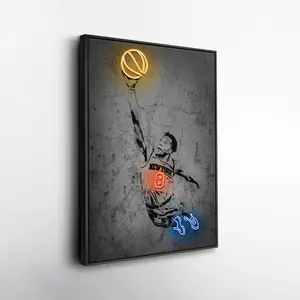 [Unframed] OG Anunoby putback New York Knicks Neon, Basketball Graffiti Print, Urban Sports Decor, Man Cave Gift
