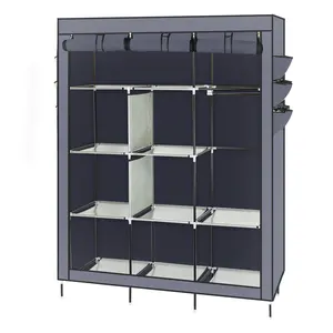 High-legged wardrobe without canvas and with side fabric, gray, 69"