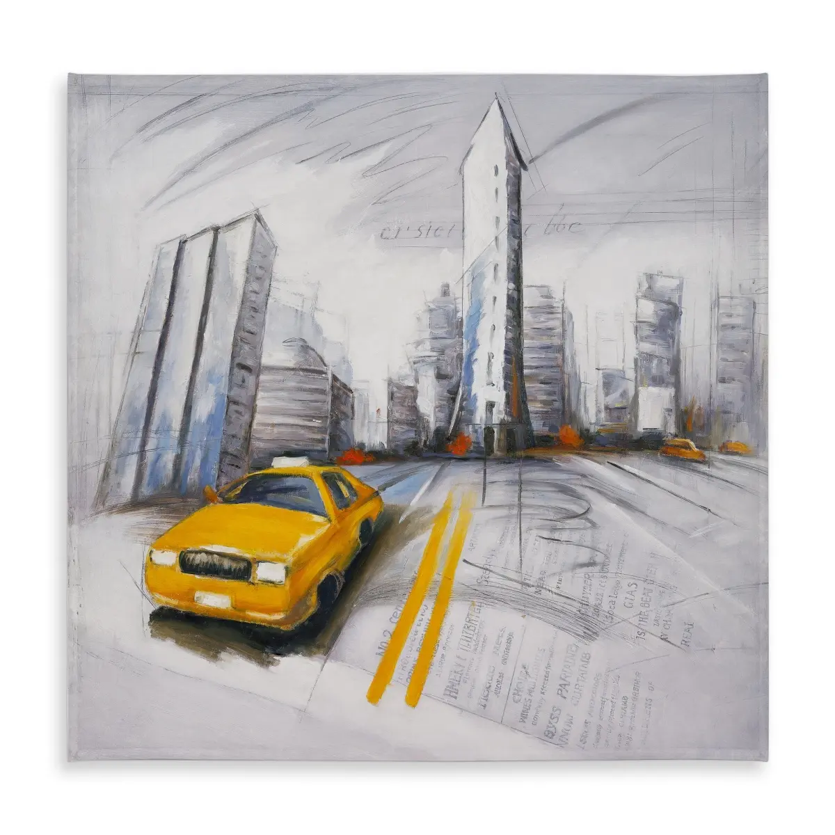 58x58 in 360 Stand Square Yellow Taxi City Sketch Tablecloth - C1TC5858XVPK75, Indoor-Outdoor Furniture, Dining Table Home Decor, Urban Art