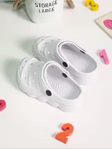 Summer New Pure Color Holey Shoes, Cute Thick Sole Anti-Slip Comfortable Breathable Closed-Toe Kids Sandals, Beach Resort Indoor Outdoor Slippers, Non Slip Slippers, Eva Slippers