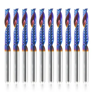 10 count O Flute CNC Router Bits, 1/8 Inch Shank Single Flute End Mill, Tungsten Carbide Spiral Router Bit, Upcut Single Edged Engraving Milling  for , Plastic, MDF, , PVC