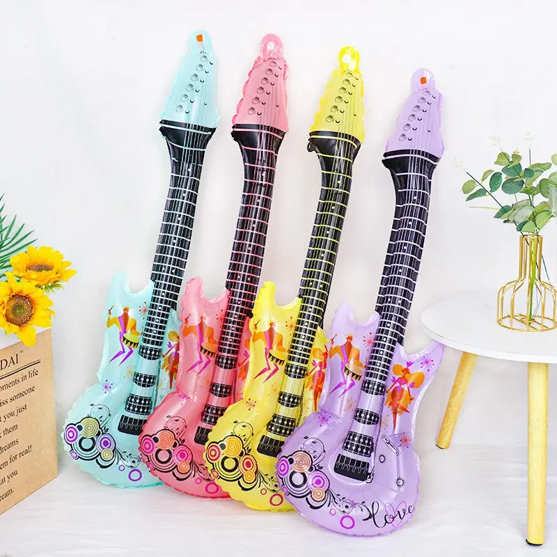 Inflatable Rock Guitar Balloon, Colored Aluminum Foil Guitar Decoration, Balloon Decorations for Disco Party, Birthday & Music Themed Events, Nightclub Carnival Supplies (5/10pcs), Graduation Balloons