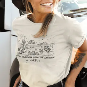 If The Stars Were Made to Worship So Will I Christian T-Shirt | Worship Tee | Faith-Based Graphic Shirt