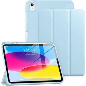 for iPad (A16) 11th Generation Case 11 Inch 2025, iPad 10th Generation Case 10.9 Inch 2022, Slim Tri-fold Stand Soft TPU  Protective Cover with Pencil Holder - Auto Sleep/Wake, Ice Blue