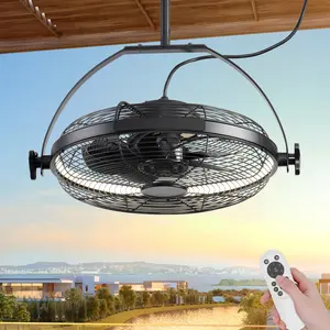 AHAWILL Gazebo Fans Outdoor Hanging Ceiling Fans with Lights,16" Portable Plug in Ceiling Fan,Multi-Angle Adjustable Floor Fans for Patios