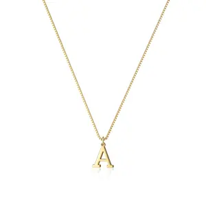 TEWIKY 14K Gold-Plated Box Chain Letter Necklace - Perfect Gift for Valentine's Day, Elegant & Durable Finish, Classic Look, Personal Touch Pendant