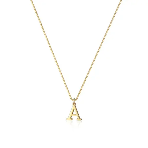 TEWIKY 14K Gold-Plated Box Chain Letter Necklace - Perfect Gift for Mother's Day, Elegant & Durable Finish, Classic Look, Personal Touch Pendant