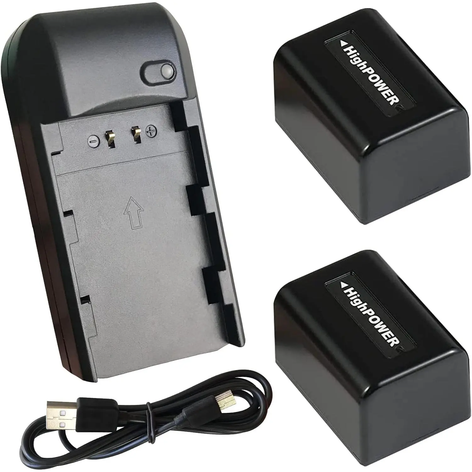 NP-FV5 Plus Battery & Charger Kit (2-Pack 2000mAh 3.7V Batteries, 1 Charger, USB-C Cable) for Video Camera Camcorder, Home Accessories