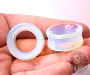 Opalite Tunnel Plugs Iridescent Rainbow - Translucent Pair of Gauges 5mm-50mm