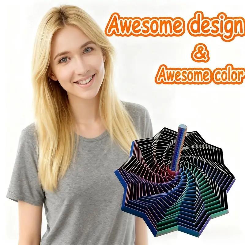 3D Printed Expanded Sensory Fidget Star with Handle Dazzling Colors 11.7cm 4.6 inch Stress Relief Whirling Spiral Hypnotizing Visual Fidget Toy Wooden Cross Set Religious Decoration