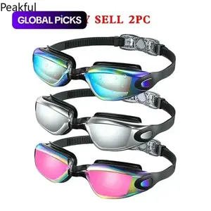 2 Pack Anti-fog Swimming Goggles, Trending Waterproof Adult Teen Swim Glasses, Leakproof Comfort Pool Eyewear, clear wide vision & soft eye seal, ideal for indoor pool training, open water swimming and daily aquatic exercise